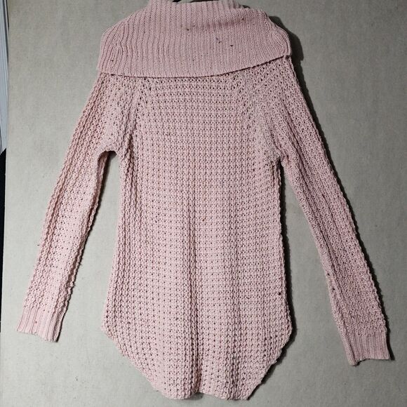 Pink Knit Tunic Sweater Womens Medium Cowl Neck Candy Speckled Chic Winterwear - Picture 11 of 11
